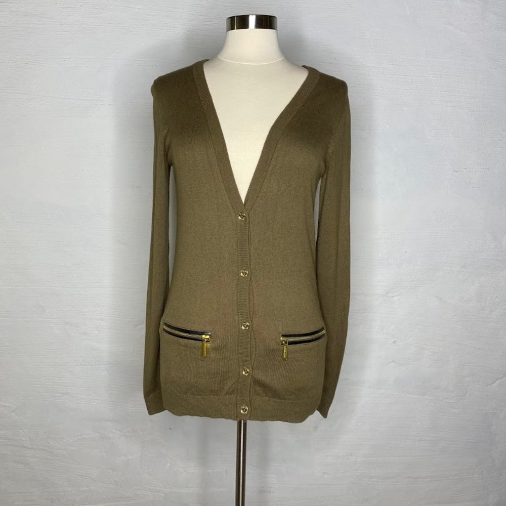 Michael Kors cardigan sweater olive green size S